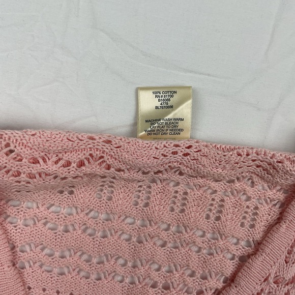Blair Pink Crochet Knit Cardigan Large  Cottagecore Grandmacore - Picture 5 of 5